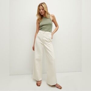 Veronica Beard Cream Wide-Leg Jeans